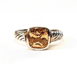 Sterling Yellow Zircon Gold Accent Ring